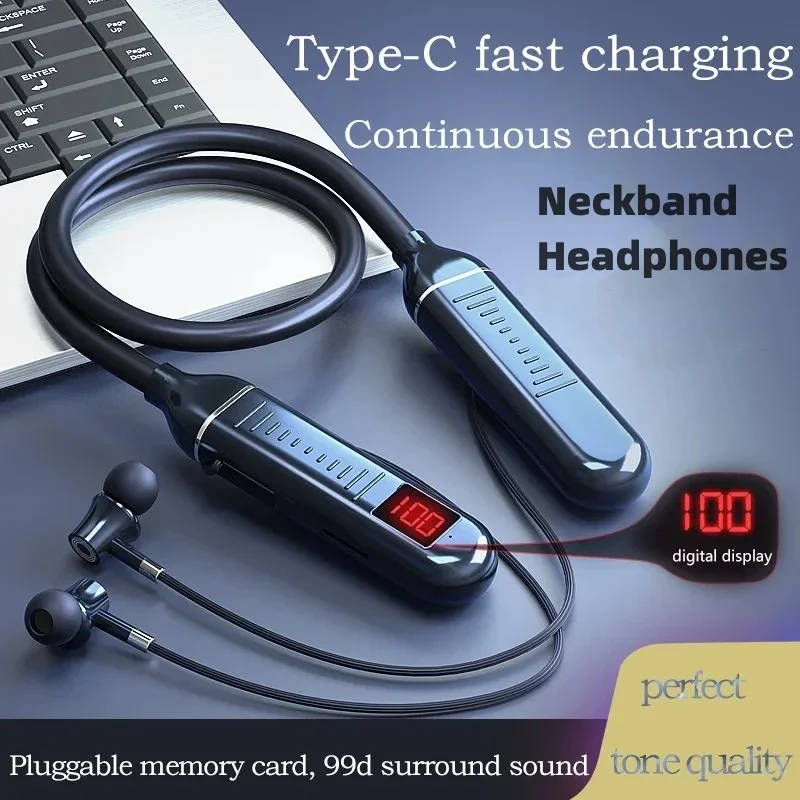 Magnetic Neckband Sports Earphones - Draadloze Bluetooth-oortelefoon Nekband Koptelefoon Gaming LED-display